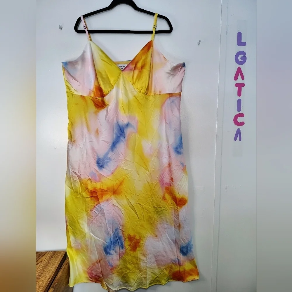 Diane Von Furstenberg intimate sleep dress Plus size XXL, tie dye print satin. - Picture 2 of 15